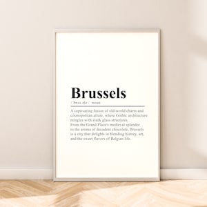Brussels Definition Print Brussels Definition Poster Brussels Travel Print Brussels Wall Print Minimalist Brussels Décor Brussels Gift