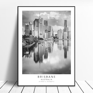Brisbane City Print Brisbane Poster Brisbane Wall Art Brisbane Travel Print Brisbane Australia Home Décor Minimalist Brisbane Print Gift