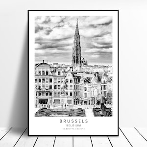Brussels Travel Print Brussels City Poster Minimalist Brussels Wall Art Décor Brussels Belgium Poster Brussels Gift Print