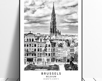 Brussels Travel Print Brussels City Poster Minimalist Brussels Wall Art Décor Brussels Belgium Poster Brussels Gift Print