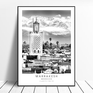 Marrakesh Travel Print Black and White Marrakesh City Poster Marrakesh Morocco Print Marrakesh Minimalist Wall Art Décor Marrakesh Gift Art