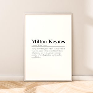Milton Keynes reizen afdrukken Milton Keynes definitie poster Milton Keynes muur kunst Milton Keynes muur afdrukken minimalistische Milton Keynes poster