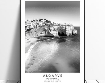 Algarve Wall Print Algarve Poster Algarve Wall Art Algarve Portugal Print Algarve Art Print Black and White Algarve Artwork Algarve Gif Art