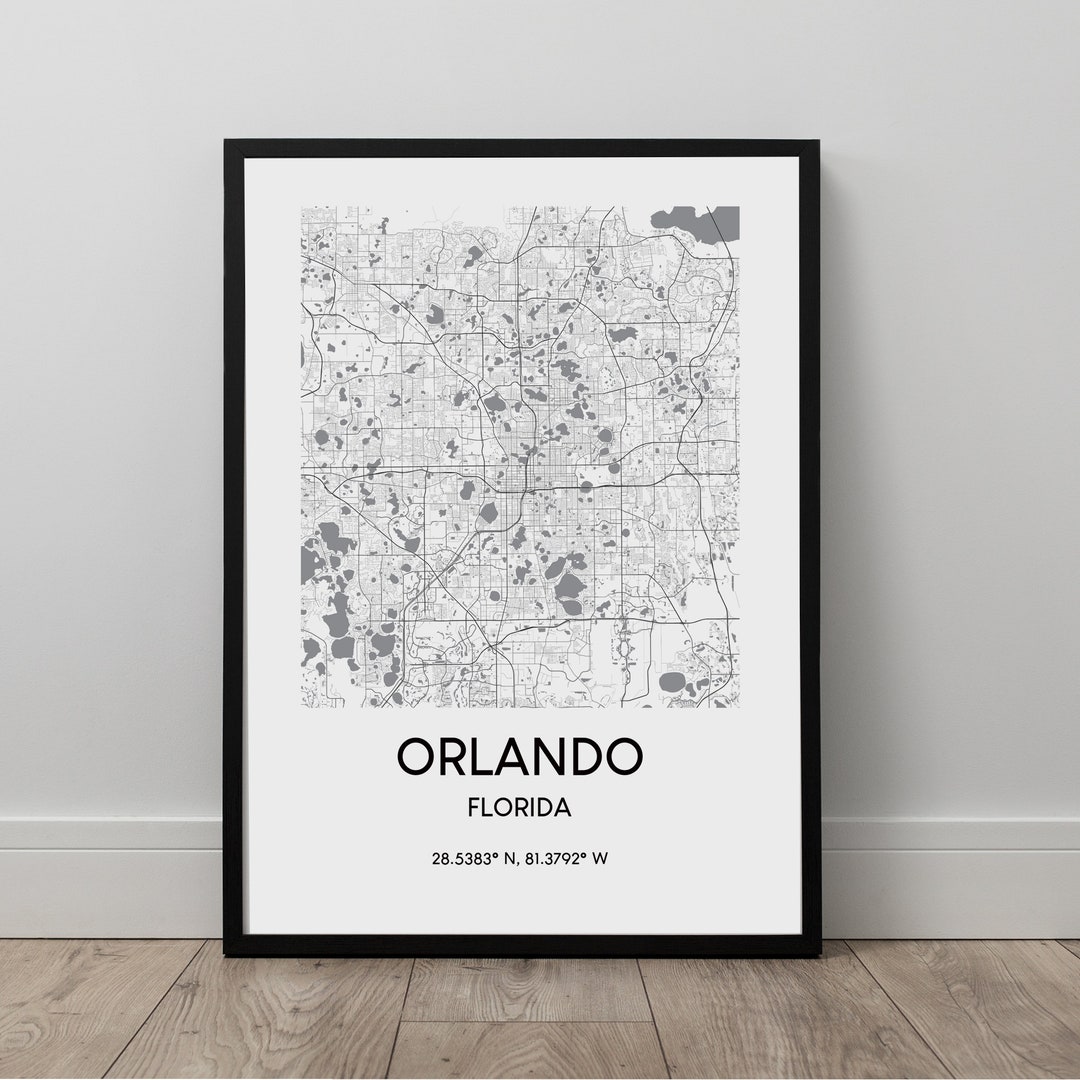 Orlando Map Print Orlando City Map Poster Orlando Florida Wall Art ...