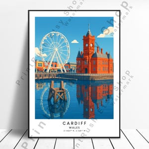 Cardiff Illustration Art Poster Wales Artwork Cardiff Art Print Home Décor Wall Hanging Cardiff Travel Print Cardiff Wall Poster Gift