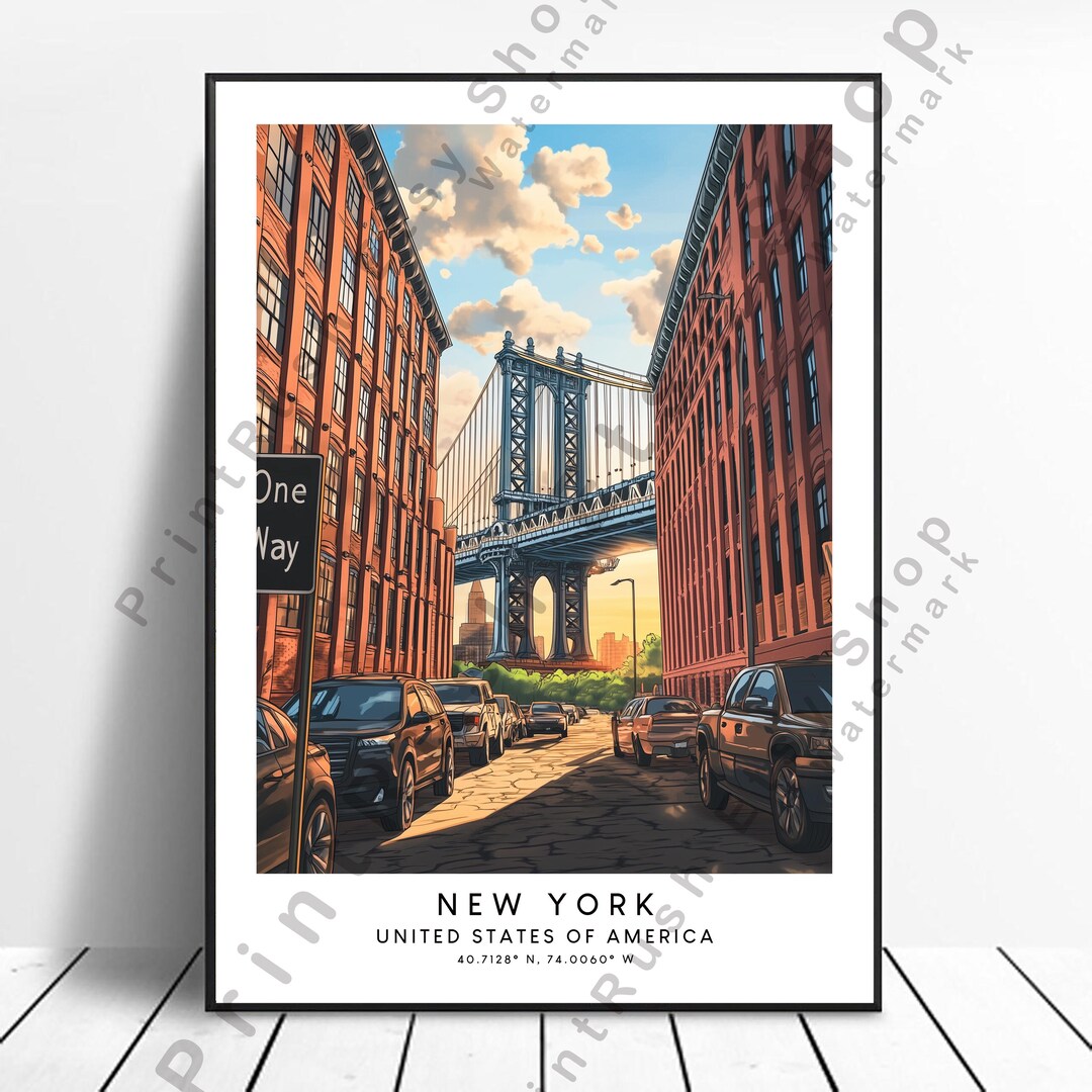 New York Illustration Art Print New York City Street View Wall Art New ...