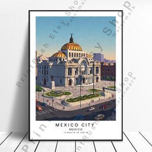Mexico City Illustration Art Print Mexico Travel Poster Mexico City Wall Poster Home Decor  Mexico City Architecture Landmark Art Gift