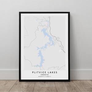 Plitvice Lakes Map Print Plitvice Lakes Map Poster Plitvice Lakes Art Print Plitvice Lakes Wall Art Plitvice Lakes Wall Print Gift
