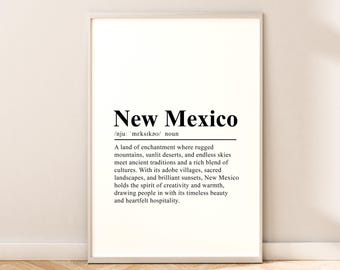 New Mexico Travel Print  New Mexico State Poster Definition Print  Wall Art  New Mexico Wall Print Minimalist  New Mexico Print Décor Gift