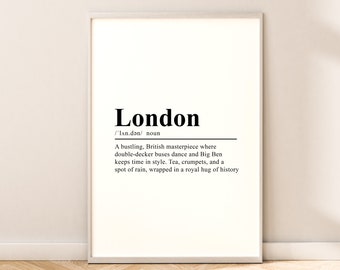 London Definition Print London Travel Print London Wall Art London Wall Print Minimalist London Décor London Gift Print London Poster