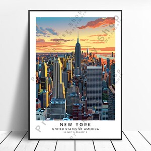 Impresión de viaje de Nueva York Póster del estado de Nueva York Arte de pared Impresión de Nueva York Colgante de pared Decoración del hogar de Nueva York Impresión del estado de Nueva York Regalo colorido