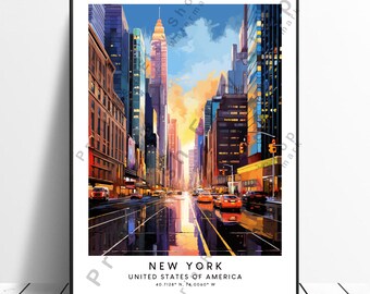 New York Art Colourful New York Print Abstract New York Poster Minimalist New York Travel Print New York Wall Hanging Home Décor Gift