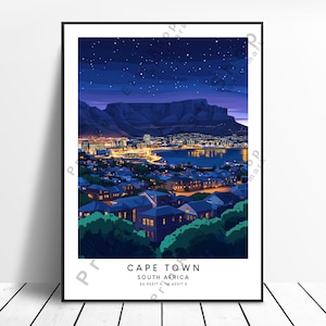 Cape Town Print Cape Town Wall Art Cape Town Wall Poster Home Décor Cape Town Travel Print Cape Town South Africa Illustration Art Gift