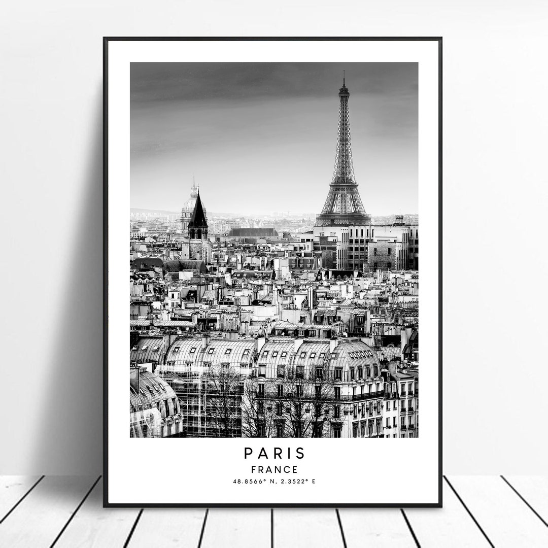 Paris Print Paris Wall Art Black and White Paris City Poster Minimalist