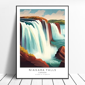 Niagara Falls Print Canada Travel Print Colourful Niagara Falls Poster Minimalist Niagara Falls Wall Art Niagara Falls Art Print Gift Print