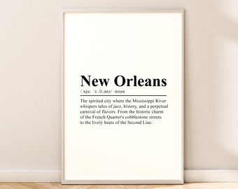 New Orleans Travel Print New Orleans Poster New Orleans Definition Print New Orleans Wall Print Minimalist New Orleans Home Décor Gift
