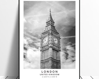 London Travel Print London Poster London Wall Art Print Poster London City Art Print Black and White London Gif Art