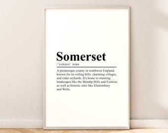 Somerset Reise-Druck Wandkunst Somerset Druck Wandbehang Somerset Poster Minimalistischer Somerset Wanddruck Somerset England Wanddekor Geschenk