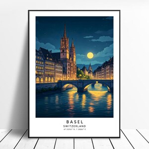Die Schweiz Reise Print Bunter Basler Print Basel Wand Kunst Minimalistisches Basel Poster Home Deko Basel Illustration Geschenk Wandbehang