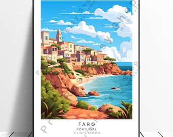 Faro Portugal Travel Print Colourful Faro Poster Abstract Faro Print Minimalist Faro Wall Art Faro Art Print Faro Wall Hanging Gift Poster
