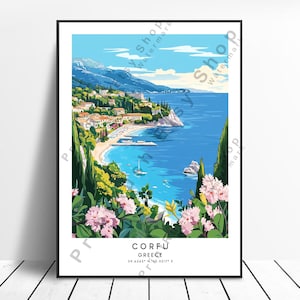 Greece Travel Print Corfu Poster Colourful Corfu Wall Art Corfu Greece Wall Poster Corfu Wall Print Home Décor Gift Illustration Corfu Art