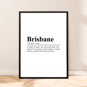 Brisbane Australien Print Wandkunst Brisbane Poster Wanddeko Brisbane Print Minimalistisches Brisbane Wandzitat Brisbane Geschenk Wörterbuch Print