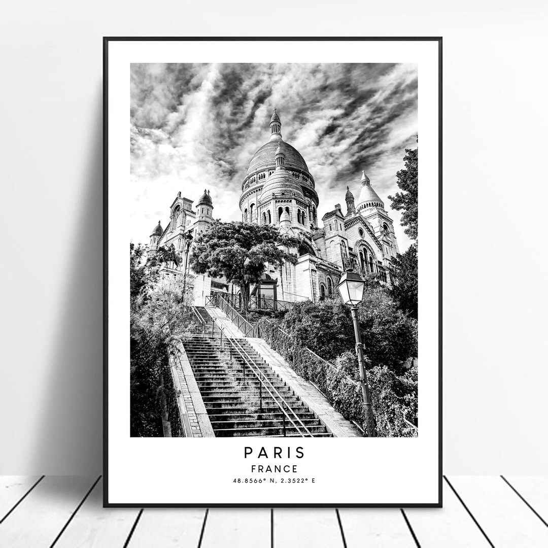 Paris Travel Print Paris Wall Art Black and White Paris Poster