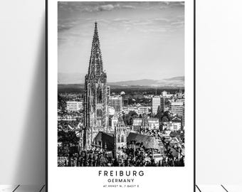 Freiburg im Breisgau Print Freiburg Germany Poster Freiburg Travel Print Freiburg Wall Art Black and White Freiburg Art Freiburg Gift Poster