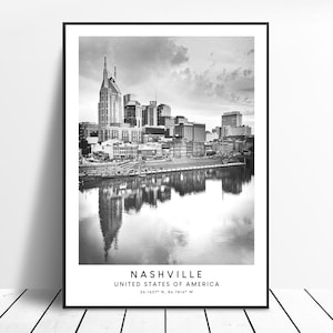 Nashville Travel Print Nashville Wall Art Black and White Nashville Poster Minimalist Nashville Wall Print Nashville Tennessee Gift Art