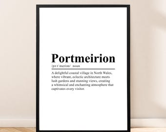 Portmeirion Wales Travel Print Portmeirion Poster Portmeirion Wall Art Quote Portmeirion Definition Print Portmeirion Dictionary Poster Gift