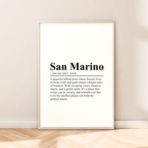 San Marino Travel Print San Marino Wall Art San Marino Print Wall Hanging San Marino Poster Minimalist Home Décor Gift Dictionary Print