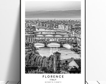 Florence City Print Black and White Florence Poster Minimalist Florence Wall Art Décor Florence Travel Print Florence Art Print Gift Poster