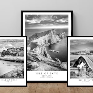 Isle of Skye Travel Print Isle of Skye Wall Art Black and White Isle of Skye Poster Minimalist Isle of Skye Scotland  Wall Print