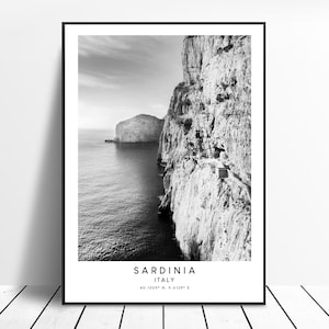 Sardinia Travel Print Black and White Sardinia Island Wall Art Sardinia Poster Minimalist Sardinia  Italy Print Sardinia Wall Décor