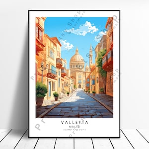 Valletta Travel Print WallArt Valletta Poster Valletta Wall Print Home Décor Valletta Malta Print Valletta Wall Poster Wall Hanging Gift Art