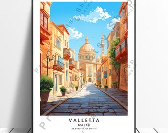 Valletta Travel Print WallArt Valletta Poster Valletta Wall Print Home Décor Valletta Malta Print Valletta Wall Poster Wall Hanging Gift Art
