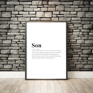 Son Print Son Definition Print Son Wall Art Son Definition Poster Dictionary Print Gift For Son Home Wall Art  Son Quote Print