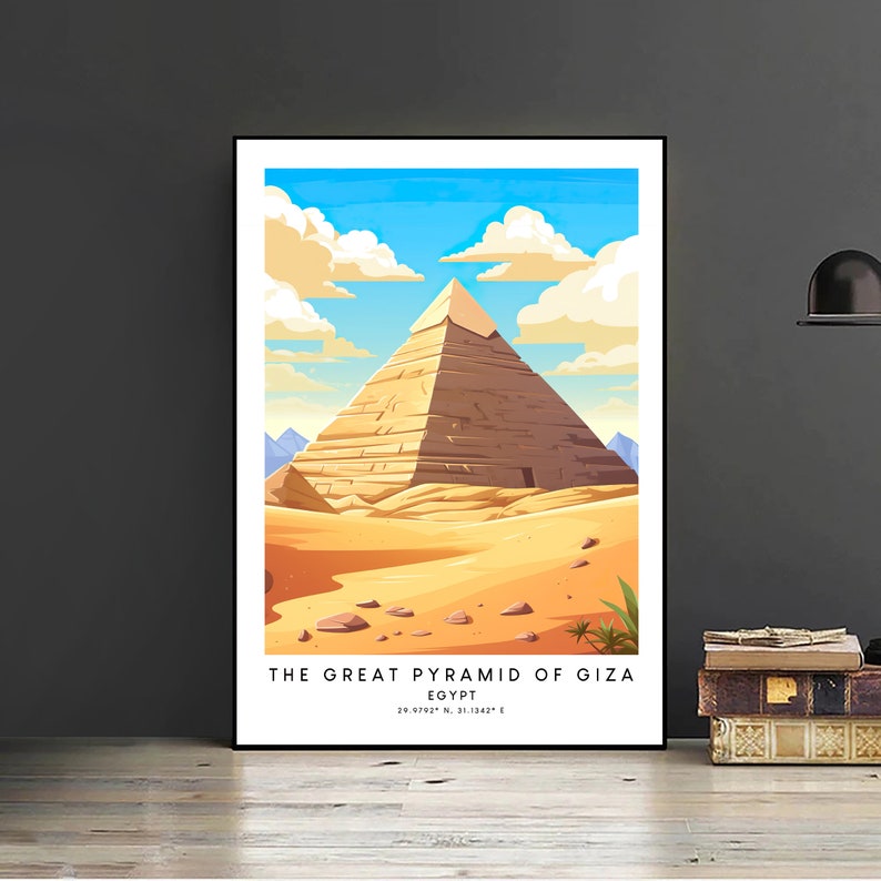 Pyramid of Giza Print Pyramid of Giza Wall Art Minimalist Egypt Travel ...