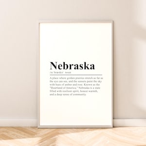 Impresión de viaje de Nebraska Póster del estado de Nebraska Impresión de definición Arte de pared de Nebraska Impresión de pared de Nebraska Cita minimalista de Nebraska Decoración de pared Regalo
