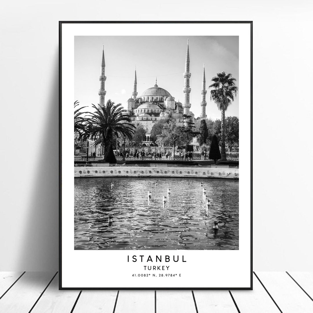 Istanbul Travel Print Black and White Istanbul City Poster Istanbul
