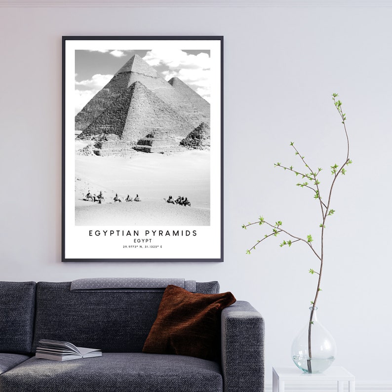 Egyptian Pyramids Print Black and White Giza Necropolis Print - Etsy