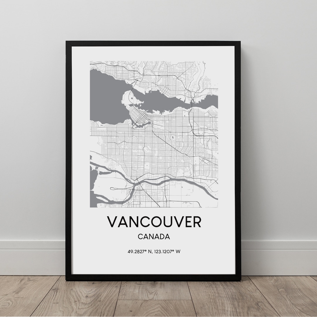 Vancouver Map Print Vancouver City Map Vancouver Wall Art Vancouver
