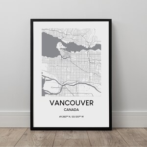 Vancouver Map Print Vancouver City Map Vancouver Wall Art Vancouver Travel Print Vancouver Canada Wall Décor Vancouver Gift Print
