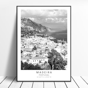 Madeira Island Travel Print Schwarzweiß Madeira Druck Madeira Poster Minimalistisches Madeira Wandkunst Madeira Poster Madeira Geschenk Print