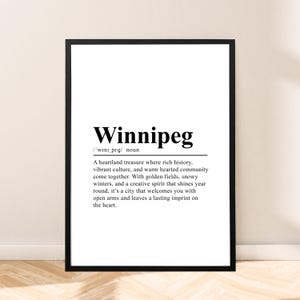Cartaz de viagem de Winnipeg, Canadá, impressão de parede de Winnipeg, arte de parede, definição de impressão de Winnipeg, pôster de Winnipeg, decoração de casa, presente, citação de parede