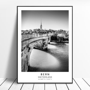 Bern Art Print Black and White Bern Poster Bern Travel Print Minimalist Bern Switzerland Wall Art Bern City Print Bern Gift Art