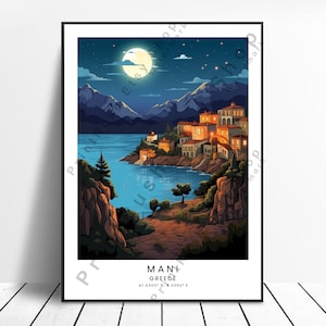 Mani península viagem mani grécia cartaz mani arte da parede mani impressão mani decoração de parede pendurado presente arte mani cartaz