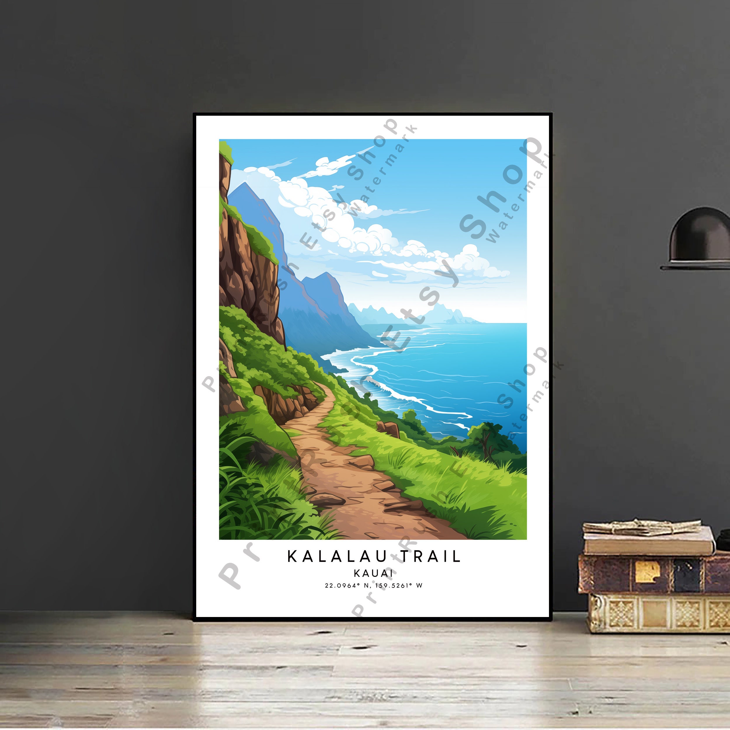 Kauai Travel Print Kalalau Trail Poster Kalalau Trail Wall Art