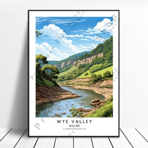 Wye Valley Travel Print Colourful Wye Valley Poster Minimalist Wye Valley Wall Art Wall Hanging Wye Valley Home Decor Gift Art