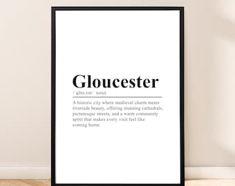 Gloucester Travel Print Gloucester Poster Gloucester Wall Art Gloucester Wall Print Minimalist Gloucester England Wall Décor Gift Art